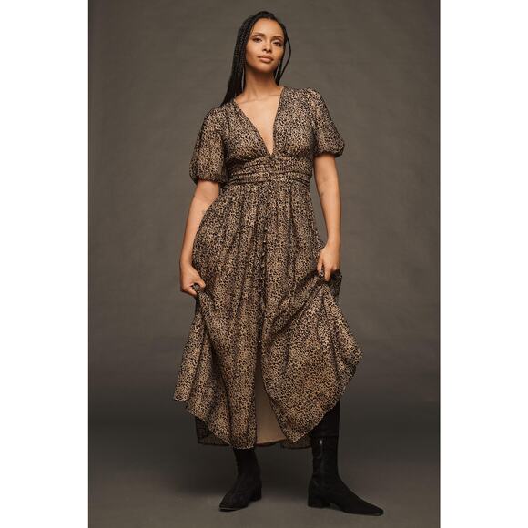 nwt by ANTHROPOLOGIE sz 18W The Katerina: Velvet Edition in Leopard Motif - Picture 1 of 4